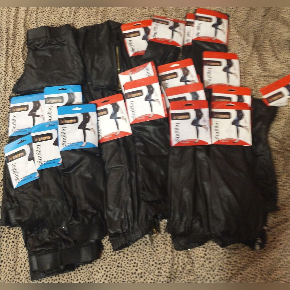A whole lot (22)of black plether leggings
